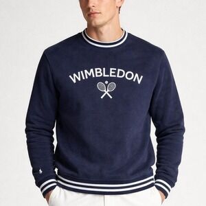Polo Ralph Lauren Wimbledon Terry Sweatshirt Men XL Navy Tennis Embroidered Pony